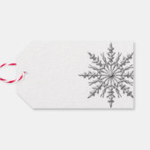 Imitate Silver Snowflake auf Weiß Geschenkanhänger (Rückseite Horizontal)