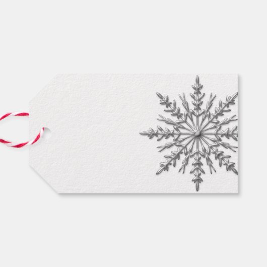 Imitate Silver Snowflake auf Weiß Geschenkanhänger (Rückseite Horizontal)