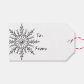 Imitate Silver Snowflake auf Weiß Geschenkanhänger (Vorderseite (Horizontal))