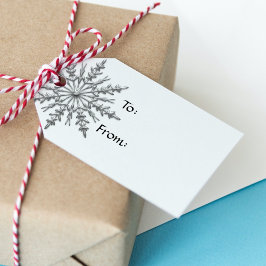 Imitate Silver Snowflake auf Weiß Geschenkanhänger