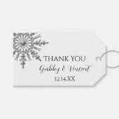 Imitate Silver Snowflake Winter Wedding Liebesmark Geschenkanhänger (Vorderseite (Horizontal))