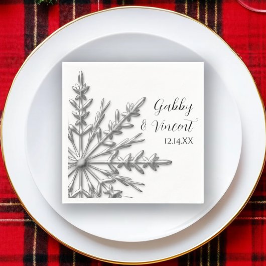 Imitate Silver Snowflakes Winterhochzeit Serviette