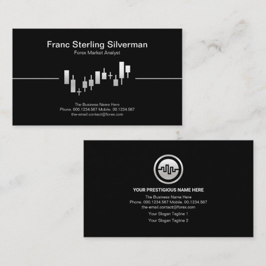 Imitate Silver Stock Exchange Graph Financial Advi Visitenkarte (Vorne/Hinten)