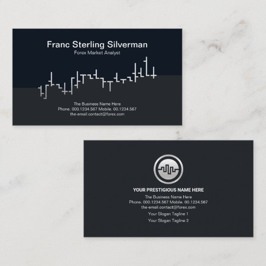 Imitate - Silver Stock Exchange Graph Futures Trad Visitenkarte (Vorne/Hinten)