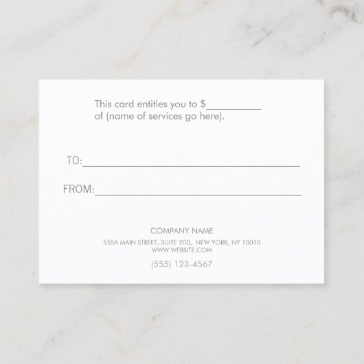 Imitate Silver Strip Modernes Geschenkgutschein Rabattkarte (Rückseite)