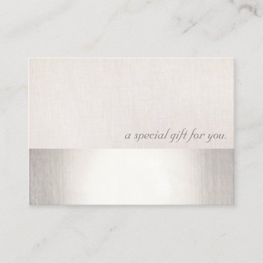 Imitate Silver Strip Modernes Geschenkgutschein Rabattkarte (Vorderseite)