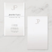 Imitate Silver Trendy Creative Monogram Schlicht L Visitenkarte (Vorne/Hinten)