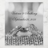 Imitate Silver Wedding Elegante Name Datum Skript Weinetikett (Einzelnes Label)