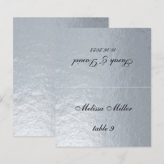 Imitate Silver Wedding Platzkarte (Vorne/Hinten)