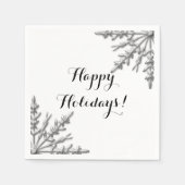 Imitate Silver Winter Snowflake Happy Holidays Serviette (Vorderseite)