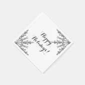 Imitate Silver Winter Snowflake Happy Holidays Serviette (Ecke)