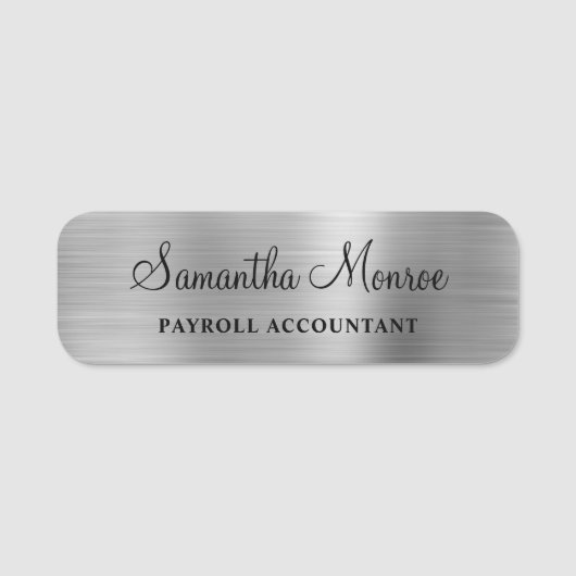 Imitate Silvery Gray Foil Namensschild (Vorderseite)