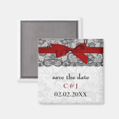 Imitate sind rot und farbig, Save the Date schwarz Magnet (Vorderseite/Rückseite)