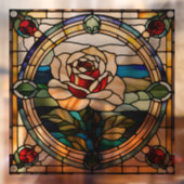 Imitate Single aus festem Glas Rosa Rose Fensteraufkleber (Blatt 2)