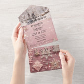 Imitate Sparkle Shimmer Pink Silver Winter Weihnac All In One Einladung (Abreißen)