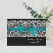 Imitate Spitze und Band Aqua, schwarz 3,5 x 5 uAwg RSVP Karte (Stehend Vorderseite)