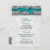 Imitate Spitzen und Band Aqua, Black Hochzeit Menü Menükarte (Vorne/Hinten)