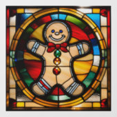 Imitate Stainglas Gingerbread Mann Grosses Fensteraufkleber (Blatt)