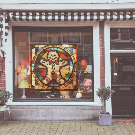 Imitate Stainglas Gingerbread Mann Grosses Fensteraufkleber