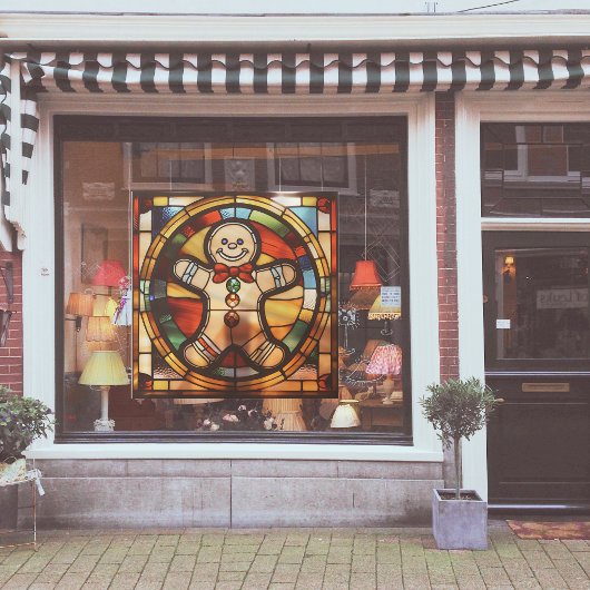 Imitate Stainglas Gingerbread Mann Grosses Fensteraufkleber