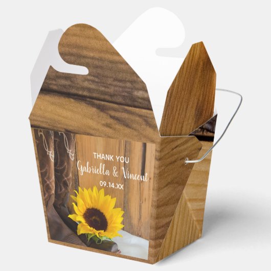 Imitate Stall Holz Land Sonnenblumen Western Hochz Geschenkschachtel (Geöffnet)