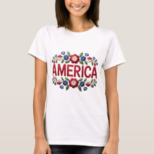 Imitate Stickerei Amerika Tshirt