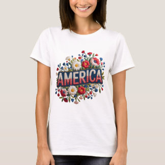 Imitate Stickerei Amerika Tshirt