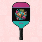 Imitate Stickereien Tropischer Fisch Blaurosa Mono Pickleball Schläger