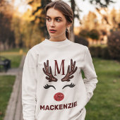 Imitate Stickereien Womens Reindeer Xmas Monogramm Sweatshirt