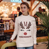Imitate Stickereien Womens Reindeer Xmas Monogramm Sweatshirt