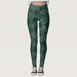 Imitate Stones Green Scales Mermaid Muster Leggings