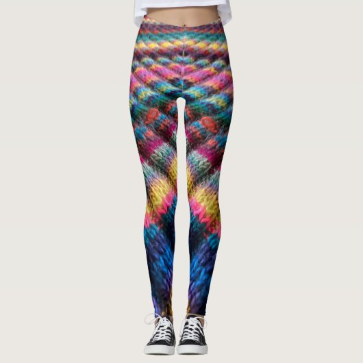 Imitate Sweater Leggings-mehrfarbige diagonale Str Leggings (Vorderseite)