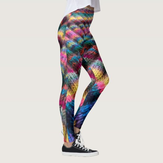 Imitate Sweater Leggings-mehrfarbige diagonale Str Leggings (Rechts)