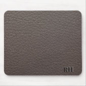 Imitate Taupe Leather Custom Mit Monogramm Initial Mousepad (Vorne)