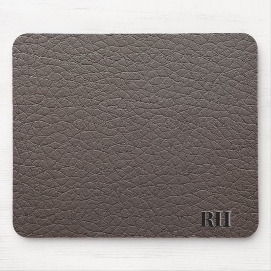 Imitate Taupe Leather Custom Mit Monogramm Initial Mousepad (Vorne)