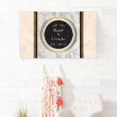 Imitate Taupe Marmor mit Schwarz und Gold Hochzeit Banner (Insitu)