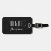 Imitate Textured Black Burlap MR und MRS. Gepäckanhänger (Vorderseite horizontal)
