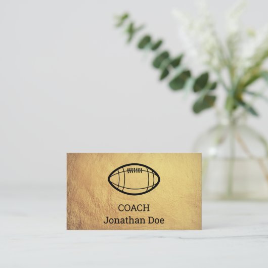 Imitate Texturierte Gold Football Coach Business C Visitenkarte (Stehend Vorderseite)