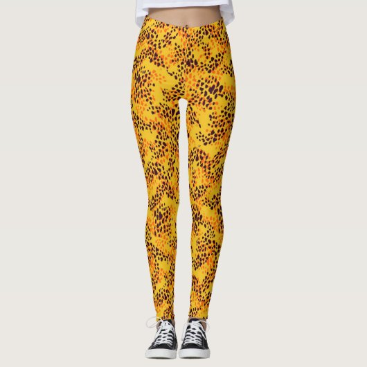 Imitate Tierfarben-Muster gelb Leggings (Vorderseite)