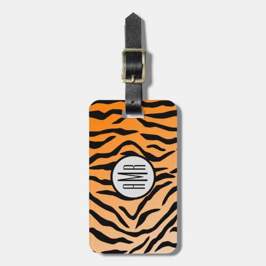 Imitate Tiger Print Monogram Gepäckanhänger (Vorderseite vertikal)