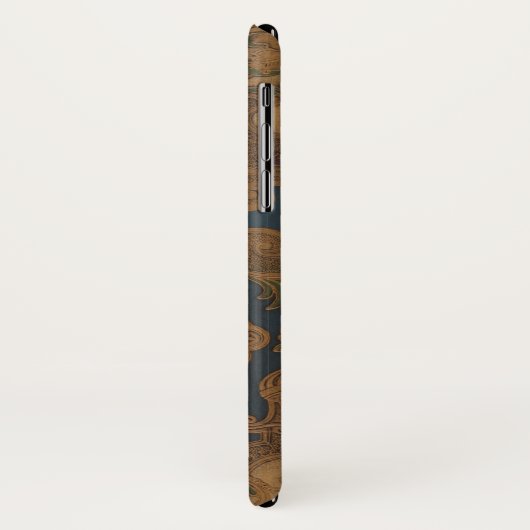 Imitate Toolted Leather Gold Scrollwork Case-Mate iPhone Hülle (Hinten/Links)