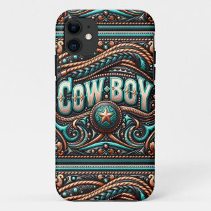 Imitate Toolted Leather Türkise Brown Cowboy Case-Mate iPhone Hülle