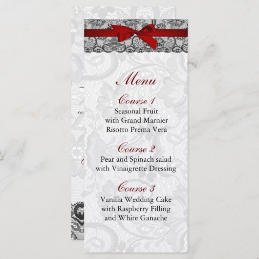 Imitate und buntes, rotes, schwarzes Hochzeitsmenü Menükarte (Vorne/Hinten)