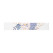 Imitate Vellum Blue Floral Elegantes Script Hochze Einladungsbanderole (Flach)