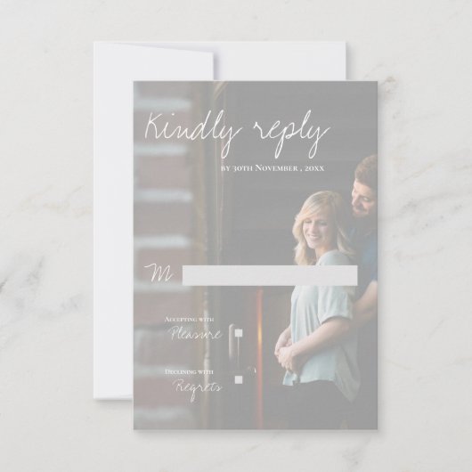 Imitate Vellum Effect Foto Elegante Moderne Hochze RSVP Karte (Vorderseite)