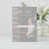 Imitate Vellum Effect Foto Elegante Moderne Hochze RSVP Karte (Stehend Vorderseite)