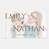 Imitate Vellum Effect Foto Hochzeit Niedlich recht Rechteckiger Aufkleber (Vorderseite)