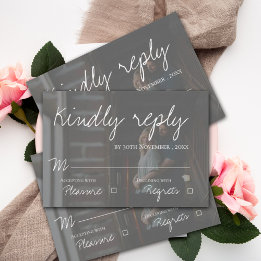 Imitate Vellum Effect Foto Skript Hochzeit RSVP Karte