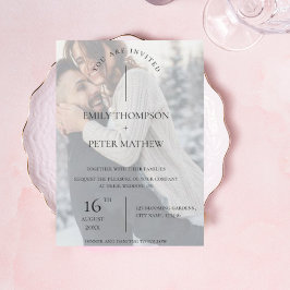 Imitate Vellum Effect Foto Typografie Hochzeit Einladung