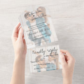 Imitate Vellum Effect Monogram Multi-Foto Hochzeit All In One Einladung (Abreißtisch)